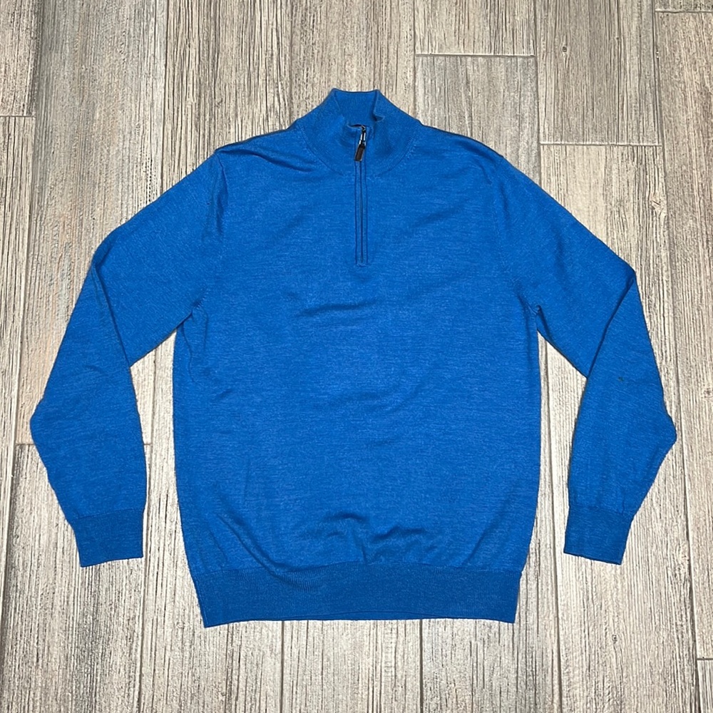 Jos. A Bank Mens Zip Up Pullover Sweater Blue Size L